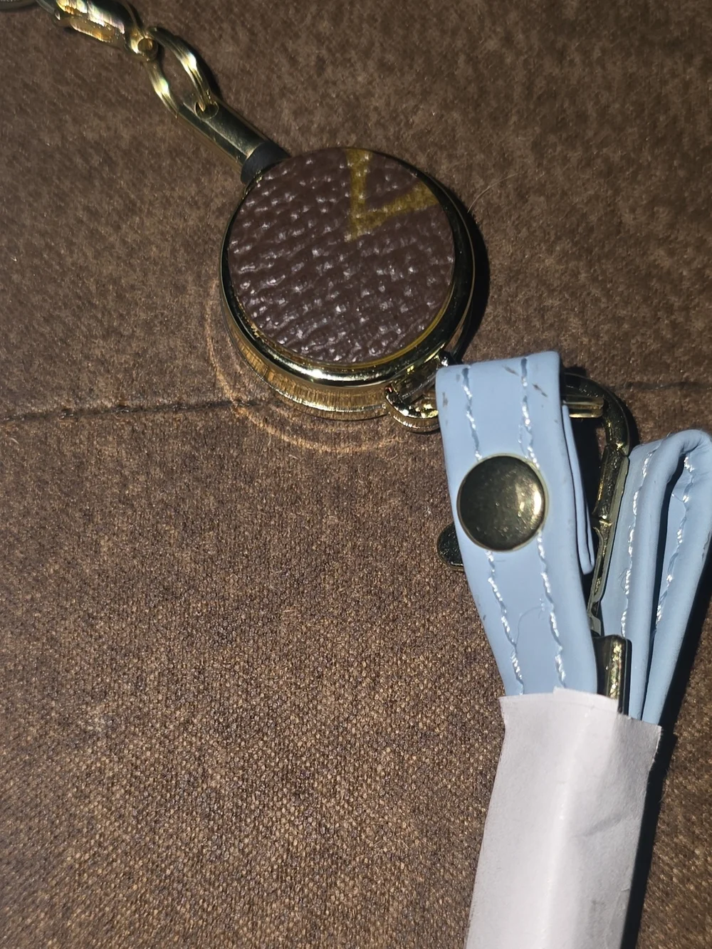 Custom Blue Faux Leather Card ID Holder Lanyard & Retractable Reel NWOT